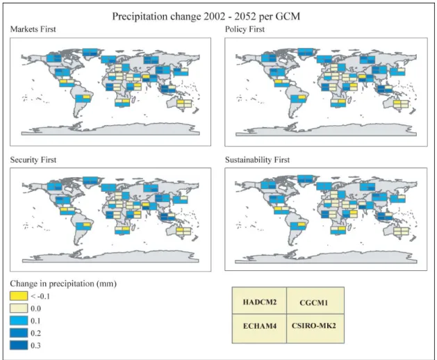 Figure 3  Changes in annual precipitation in the 2002-2050 period. 