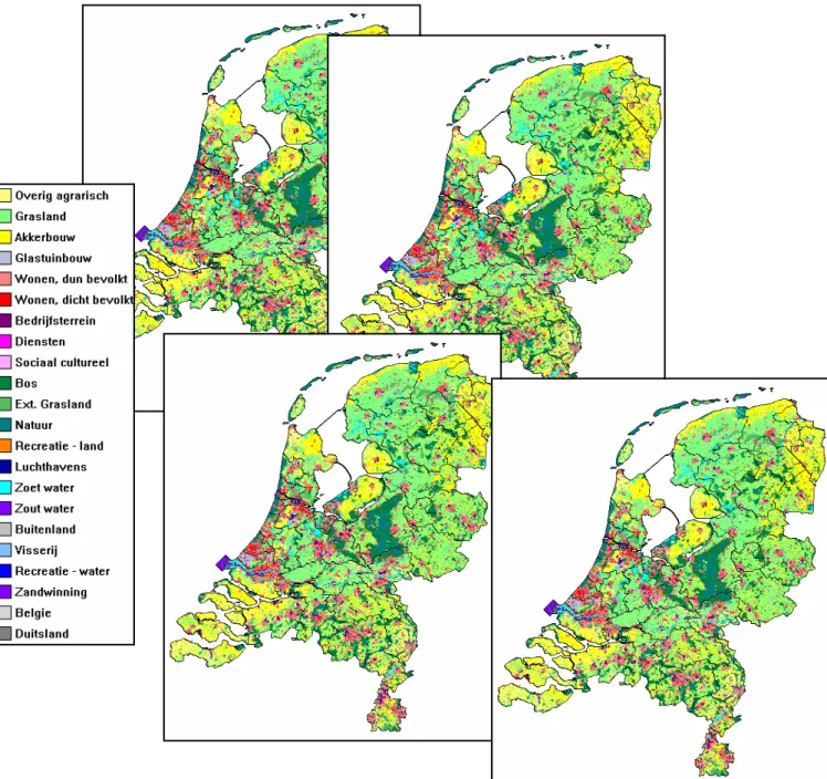 Figure 6  Four land-use ensemble maps for the year 2030 based on the Spatial Policy  Document