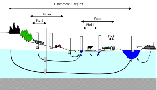 Fig. 7 Levels of scale of monitoring agricultural practice and water quality. 