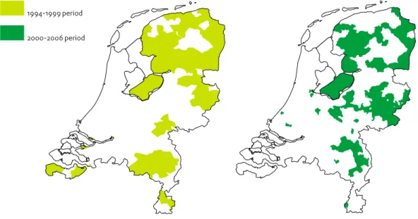 Figure 5. Areas receiving Structural Funds aid in previous and current periods