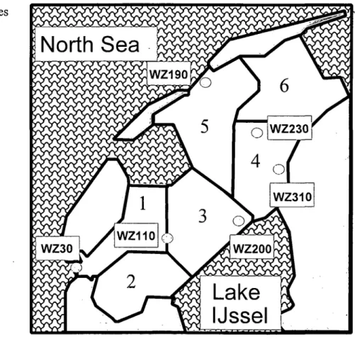 Fig. 3.2 Western part of the Dutch Wadden considered in the computations. 