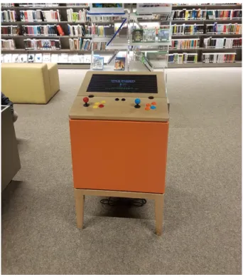 Figure 4.1: Setup for data collection of people playing Space Invaders at youth Library of De Krook.