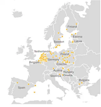 Figuur 1: Productielocaties amfetamine in Europa, 2015-2017. 2