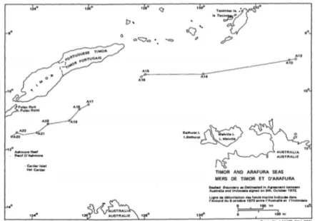 Figuur 1: Afbakening van de 1972 Seabed Treaty zoals gevoegd bij dat verdrag 