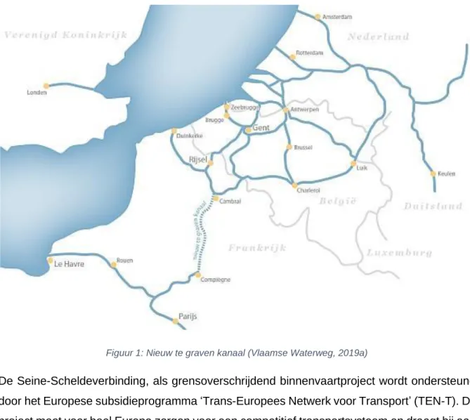 Figuur 1: Nieuw te graven kanaal (Vlaamse Waterweg, 2019a) 