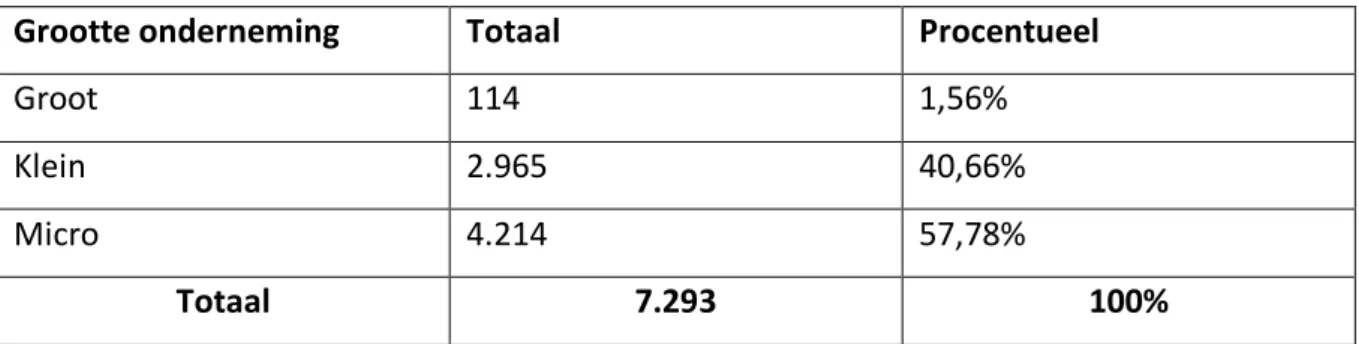 Tabel 4  Groottecriteria van de ondernemingen 