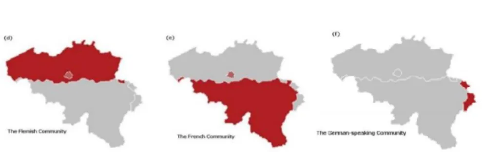 Abbildung 1:Die drei Sprachgemeinschaften Belgiens 