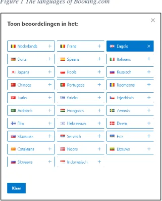 Figure 1 The languages of Booking.com