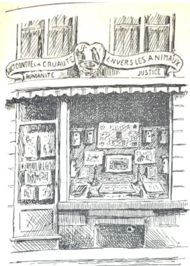 Figuur 10: Afbeelding van de vitrinekast in Verviers van de Maatschappij tegen de Wreedheid jegens de Dieren te Verviers