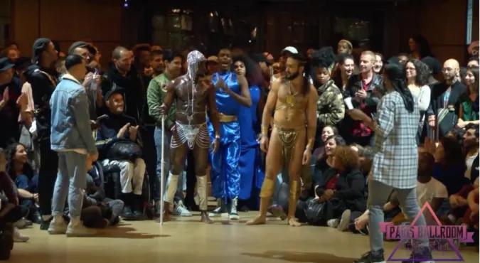 Figure 7: Two Male Figure Sex Siren performers entering the runway, screenshotted from Paris Ballroom TV