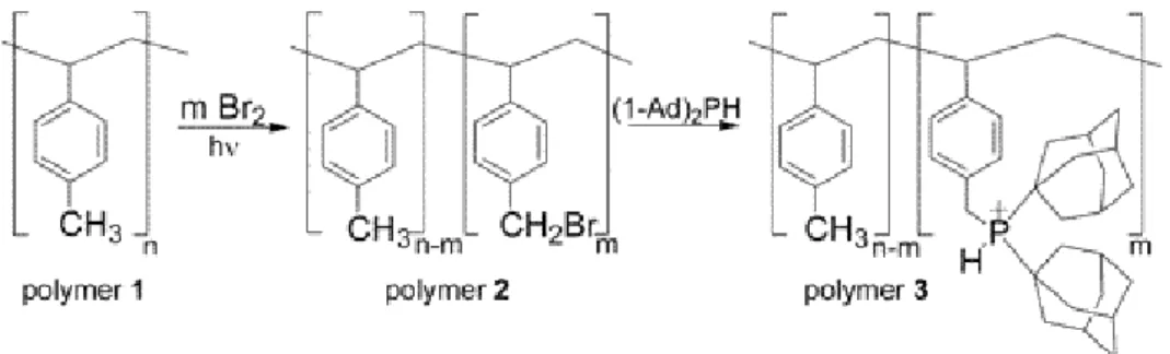 Figuur 16: Synthese van het polymeer dat de katalysator zal bevatten [56] 