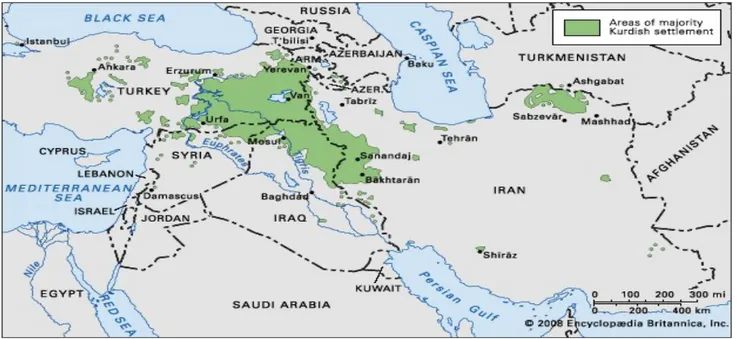 Fig. 2: Koerdisch bewoonde gebieden in het Midden-Oosten 232