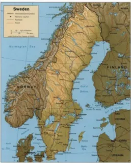 Figuur 3: Kaart Scandinavisch schiereiland  (blogspot.com, 2013) 