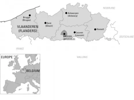 Figuur 5: Kaart Vlaanderen en omliggende regio’s (studyinflanders.be, s.a.) 