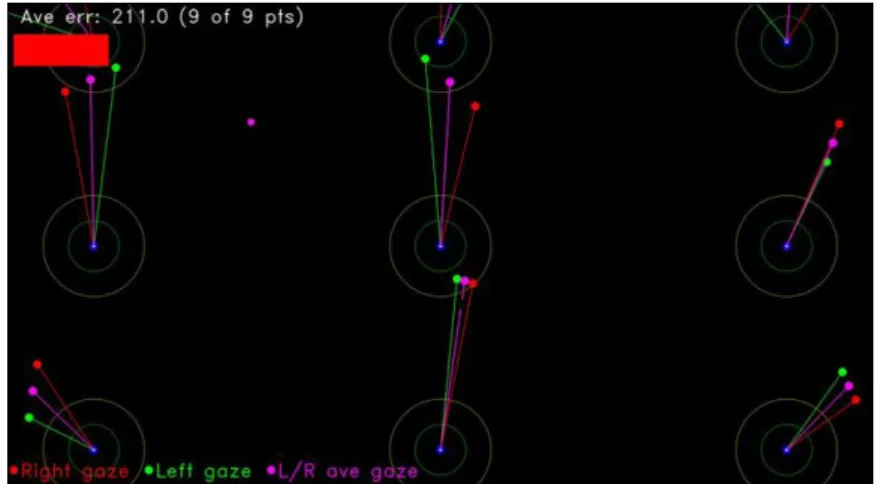 Fig. 3.3 Results from a calibration with the Mirametrix eye tracker. 