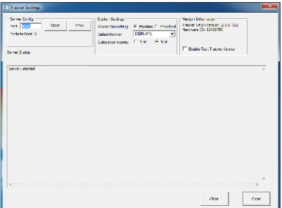 Fig. 3.5 Tracker Settings window for the Mirametrix S2 eye tracker. 