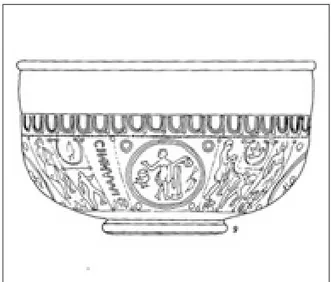 Fig. 2: Skål av typen Dragendorff 37. Efter Lund Hansen 1987, s. 391. —Samian bowl type Dragendorff 37.