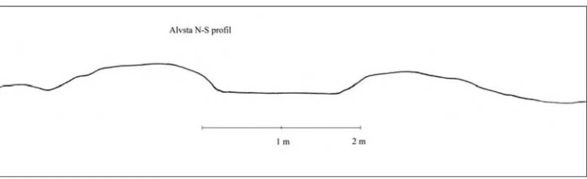 Fig. 3. Profil över den troliga kammargraven vid Alvsta. Digitalisering av Paulina Tamme