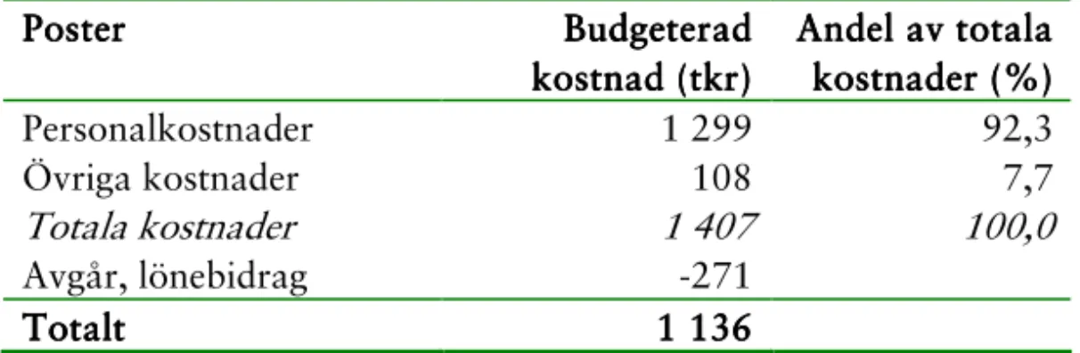 Figur 9. Budget för rehabiliteringsverksamheterna för 2009 