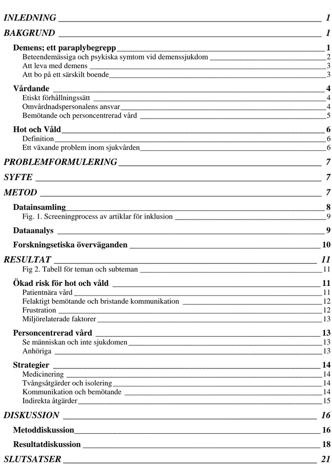 Fig. 1. Screeningprocess av artiklar för inklusion _______________________________________ 9