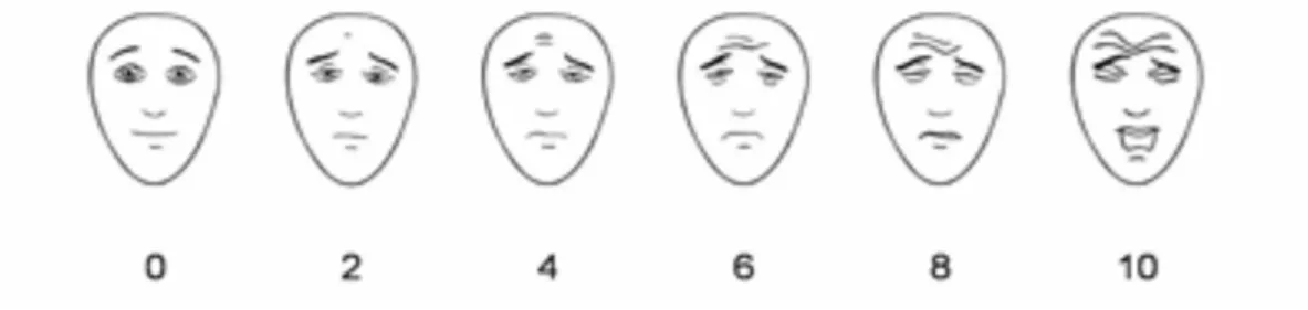 Figur 1. Face pain scale. (Inera 2010) 