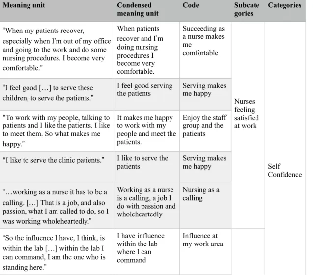 Tabel 2. Example of a qualitative content analysis. 	