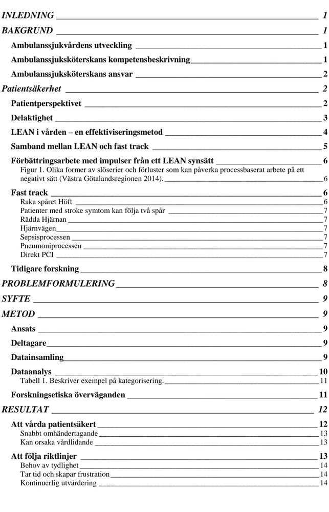 Figur 1. Olika former av slöserier och förluster som kan påverka processbaserat arbete på ett  negativt sätt (Västra Götalandsregionen 2014)
