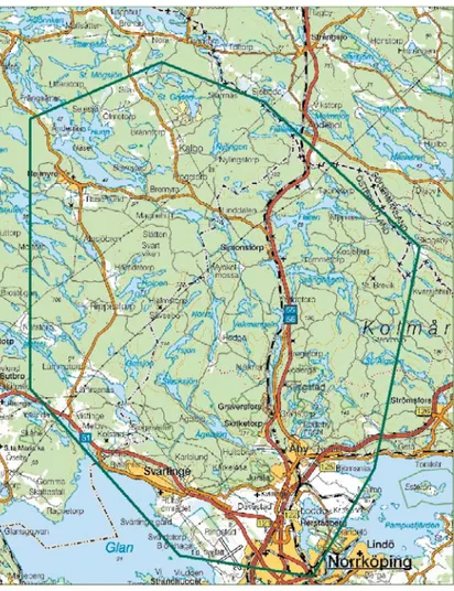 Figur 5. Karta över fallstudieområde Kolmården
