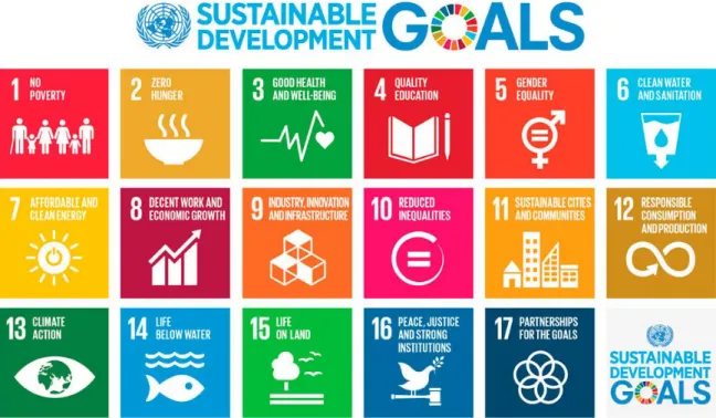 Figur 1. De globala hållbarhetsmålen (Sustainable Development Goals, SDGs). Agenda 2030, FN.