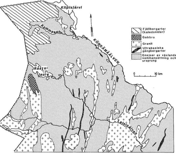 Fig  5  Geologisk översikt.  Kartan ritad av Ulf Hallgren,  SGU. 
