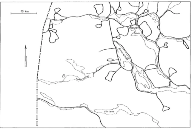 Fig  3  Routekarta;  längs  heldragna  linjer  har  markkontroller  utförts. 