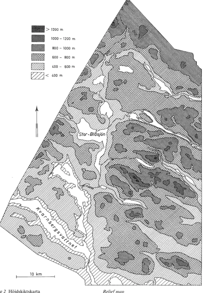 Fig  2  Höjdskiktskarta  Reliejmap 