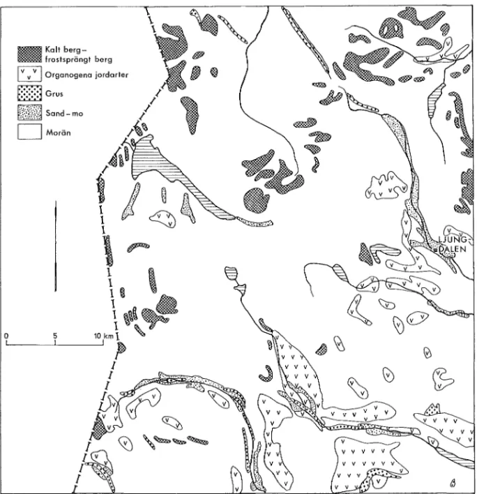 Fig Il  Jordartskarta.  Generaliserad efter J  Lundqvist (1969). 