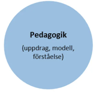 Figur 3: Området pedagogik innefattar uppdrag, modell för arbetsprocess och förståelse, i det här  fallet förståelse för återrapporteringen