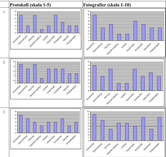 Tabell 1: Sammanställning av de olika koncepten utifrån information från protokoll och foto- foto-grafier