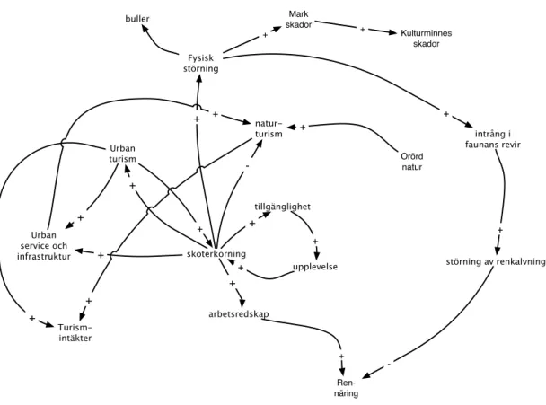 Fig. 4.6. Orsak-verkandiagrammet som visar skoteråkningens positiva och negativa effekter 