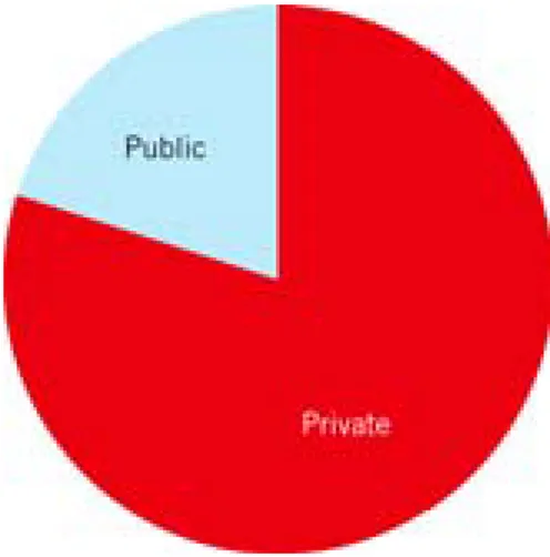 Figure 3: Greenhouse gas emissions from total consumption in 2003, broken down into private 