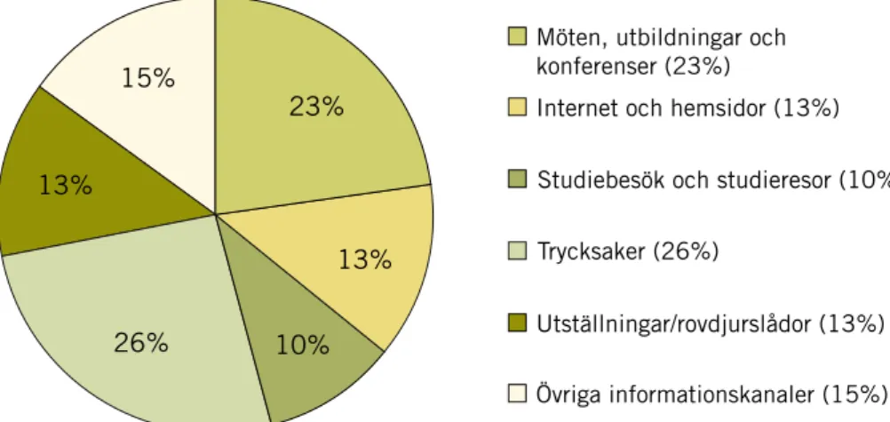 Figur 2. Projektens inriktning . valet av informationskanaler, andelar av samtliga godkända projekt.