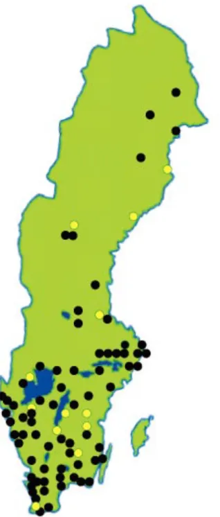 Figur 1 nedan visar en karta med utmärkta produktionsställena för KP  Cuprinol respektive BP Hylosan