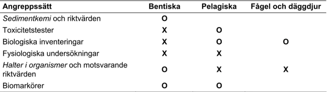 Tabell 3. Exempel på angreppssätt för olika typer av mottagare. Angreppssätt för exponerings-