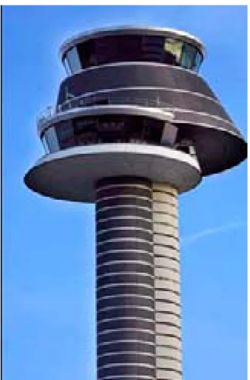 Fig. 4:  Flygledningstornet på Arlanda flygplats.  Källa: LFV 