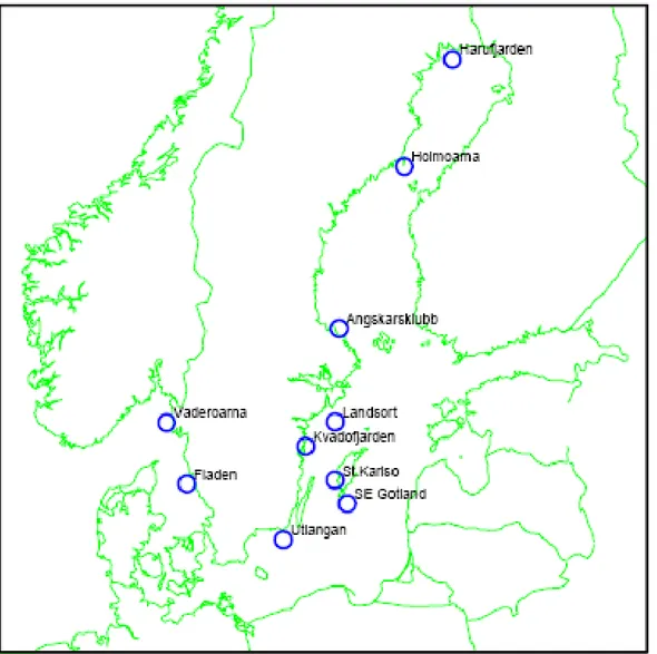 Figur 7.1. Provtagningsstationer för hav och kust inom den svenska miljöövervakningsprogrammet