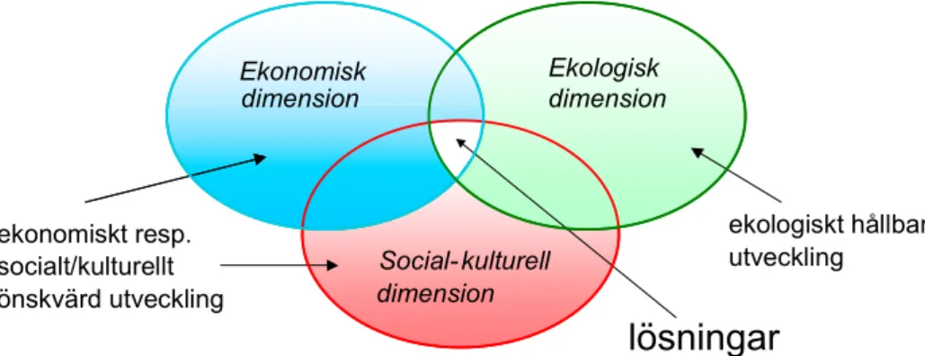 Figur 1.1. Den ekonomiska dimensionen som en del av en hållbar utveckling  (efter Söderqvist et al., 2004)