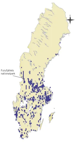 Figur 12. De svenska besökarnas hemort. Kartan 