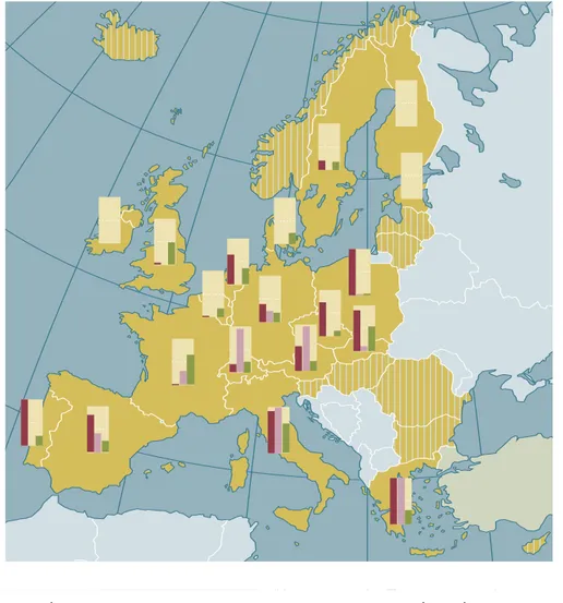 fig.  1  Exposure to air pollutant levels above limit values in Europe in 2001