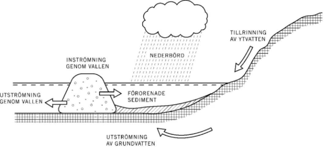 Figur 3.  Vattenomsättningen inom ett invallat område kan påverkas av flera olika  faktorer