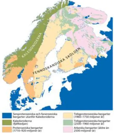 Figur 4: Sveriges Berggrund. (© Sveriges Geologiska Undersökning, u.å.-b). Återgiven med tillstånd