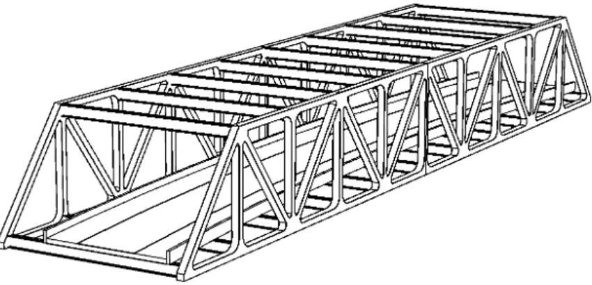 Figur	2:	Illustration	dubbelspårig	fackverksbro	i	stål.	