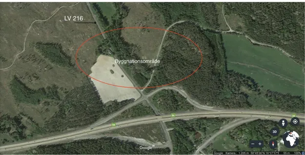 Figur 1.1.   Kartbild  över  berört  område.  Kartbild  från  Google  Earth,  hämtad        09-04-19