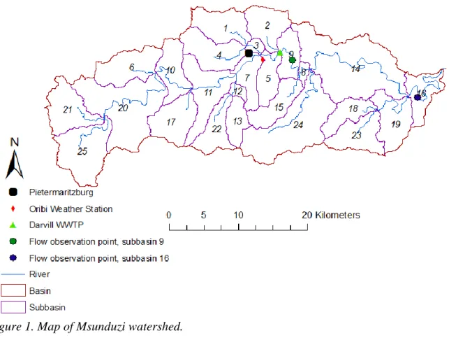 Figure 1. Map of Msunduzi watershed. 